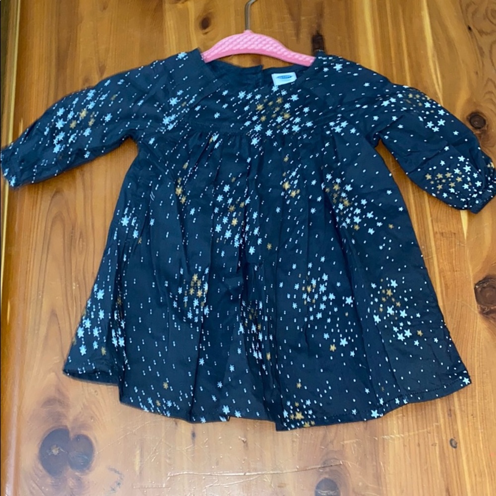 Infant Linen Gray Dress w/ Silver & Gold Stars